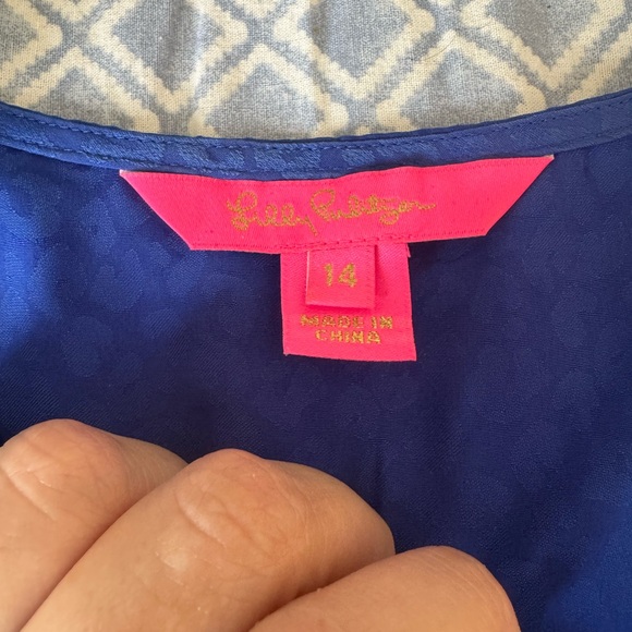 NWOT Lilly Pulitzer Cristiana Long Sleeve Dress - Ikat Blue Leopard Size 14 - Picture 2 of 7